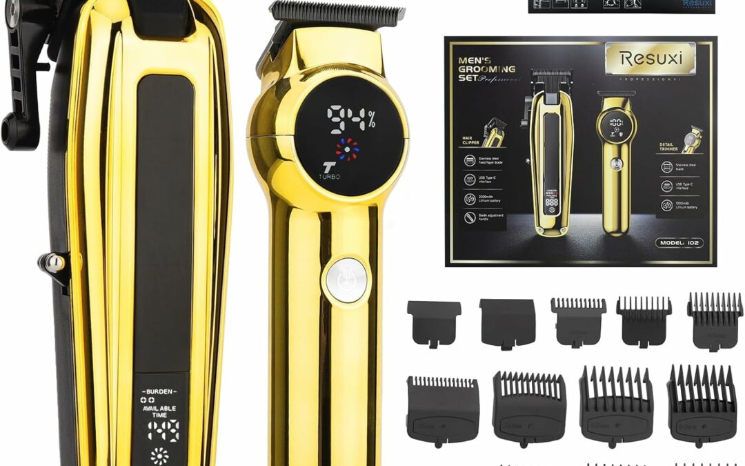 Hair Trimmer for Men, Cordless Hair Clippers and Trimmer Set, Waterproof T-Blade Trimmer,Professional Hair Cutting Kit,Zero Gap Haircutting Set, LCD Display,Suitable for Oil Head, Carving,Bald