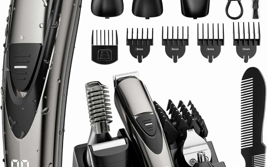 Electric Beard Trimmer for Men: 16-in-1 Professional Barber Hair Clippers – Cordless Grooming Kit – Turbo Speed & Precision Blades