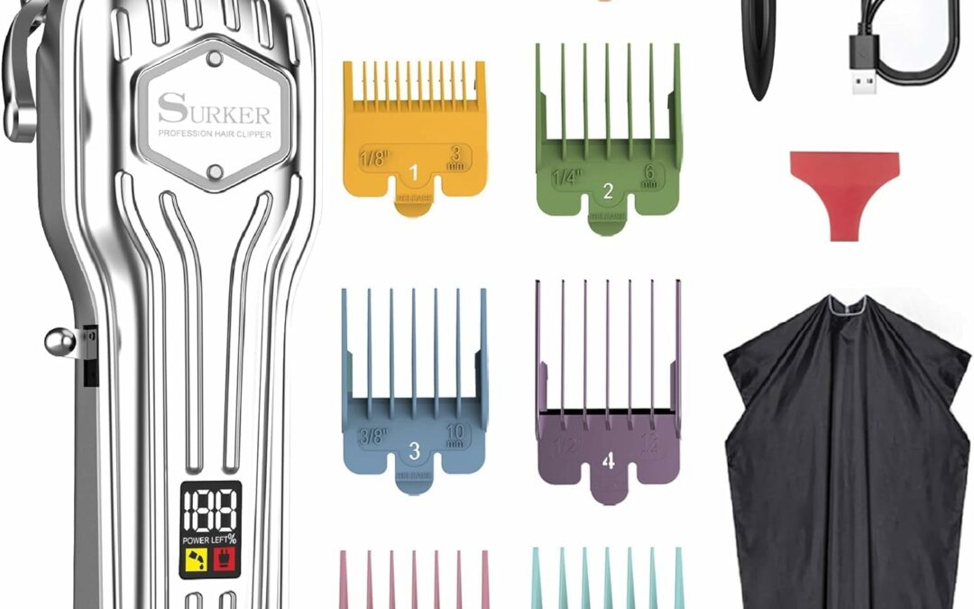 SURKER Mens Hair Clippers Cord Cordless Hair Trimmer Professional Haircut Kit for Men Rechargeable LED Display