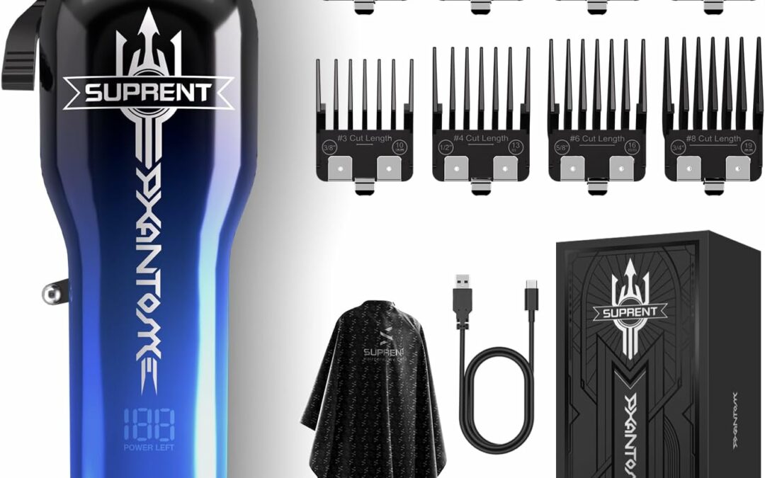 SUPRENT Hair Clippers for Men Professional – 7000 RPM Powerful Cordless Hair Clippers with Ceramic Taper Blade, Zero-Gapped Barber Clippers Set – Type C Rechargeable, Fashion Gifts for Men