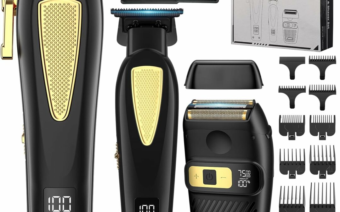 Zeuti Hair Clippers,Mens Beard Trimmer,Electric Razor for Men,Professional Hair Cutting Kit & Zero Gap T-Blade Trimmer & 7500 RPM Foil Shaver with LCD Display,Mens Gift