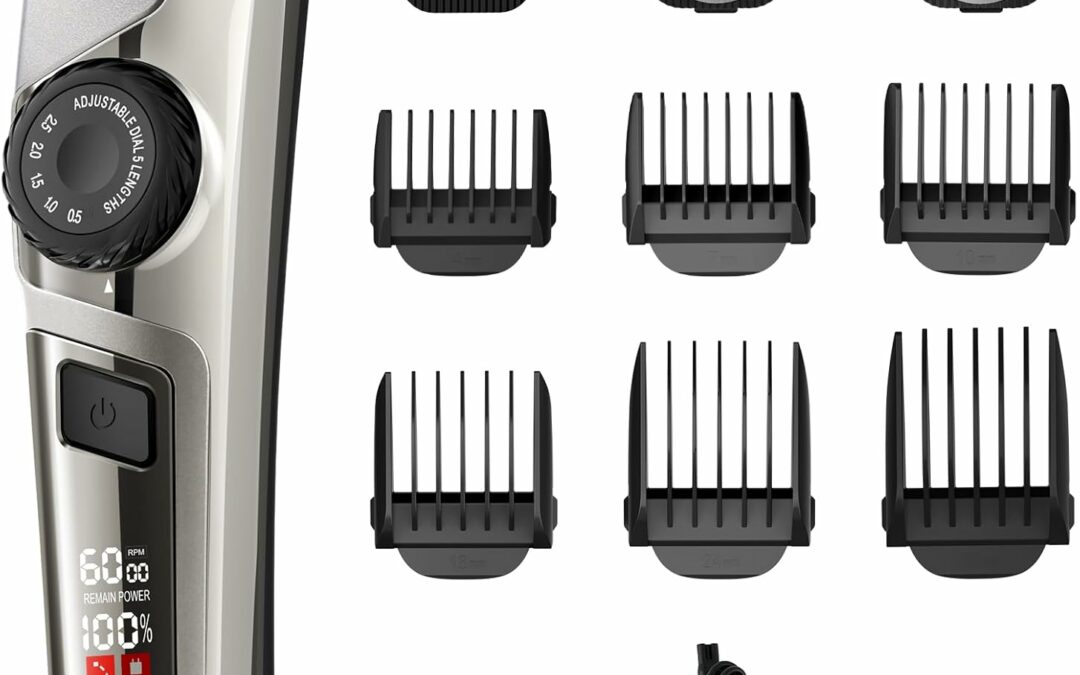 Hair Trimmer for Men, Cordless Hair and Beard Trimmer with Adjustable Precision Dial, Professional Hair Clippers for Barbers and Stylists, 3-in-1 Waterproof Mens Grooming Kit