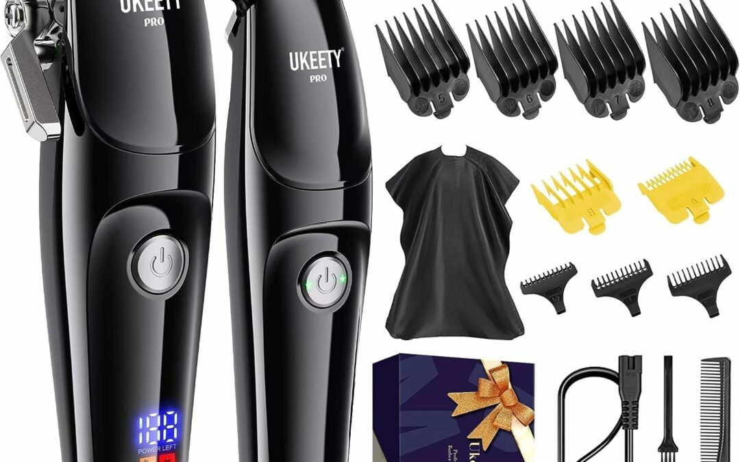 Ukeety Professional Hair Clippers for Men Cordless Beard Trimmer with T-Blade Barber Kit with LED Display Rechargeable Hair Trimmer for Men Women Bikini Trimmer