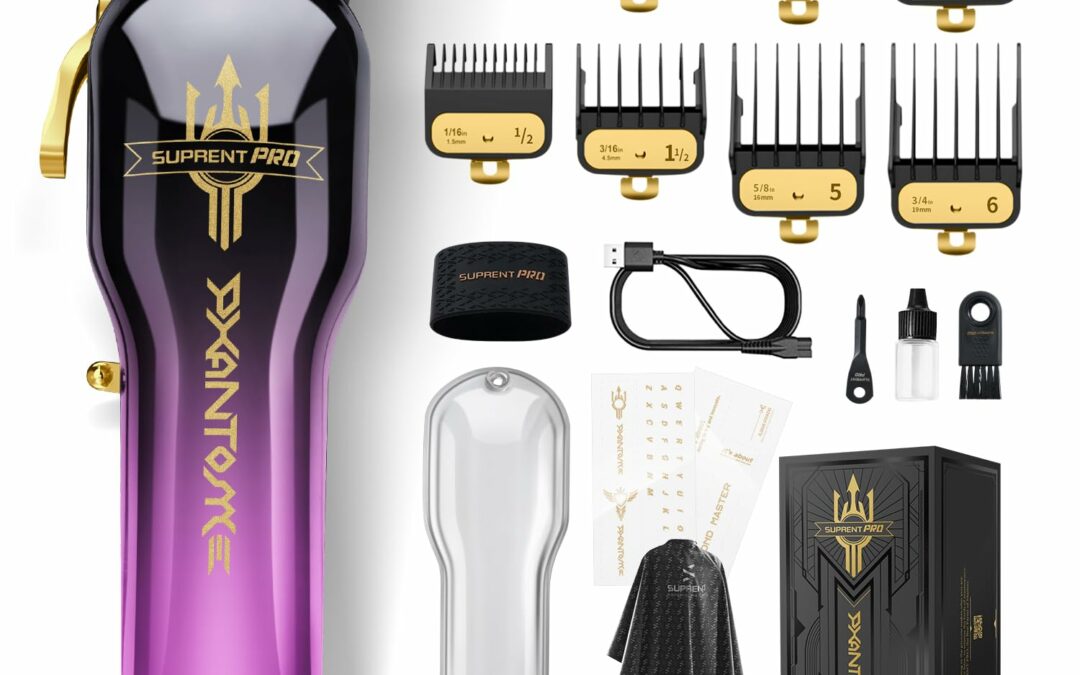 SUPRENT PRO Professional Hair Clippers for Men- Premium Barber Clippers with Brushless Motor- Rechargeable Haircutting Kit with DIY Customizable Casing- Gift for Men