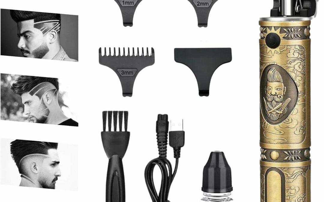 Hair Clippers for Men Professional Kit – Portable Cordless Clippers for Men w/ 7hrs Run Time – Ideal Mens Grooming Kit w/Low Noise Function – Rechargeable Beard Trimmer & Haircut Machine (Bronze)