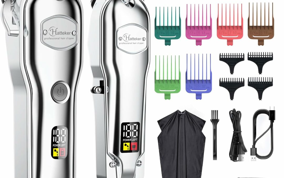 Hatteker Hair Clipper for Men IPX7 Waterproof Cordless Barber Clipper for Hair Cutting Kit with T-Blade Trimmer Beard Trimmer Kids Clipper Professional USB Rechargeable
