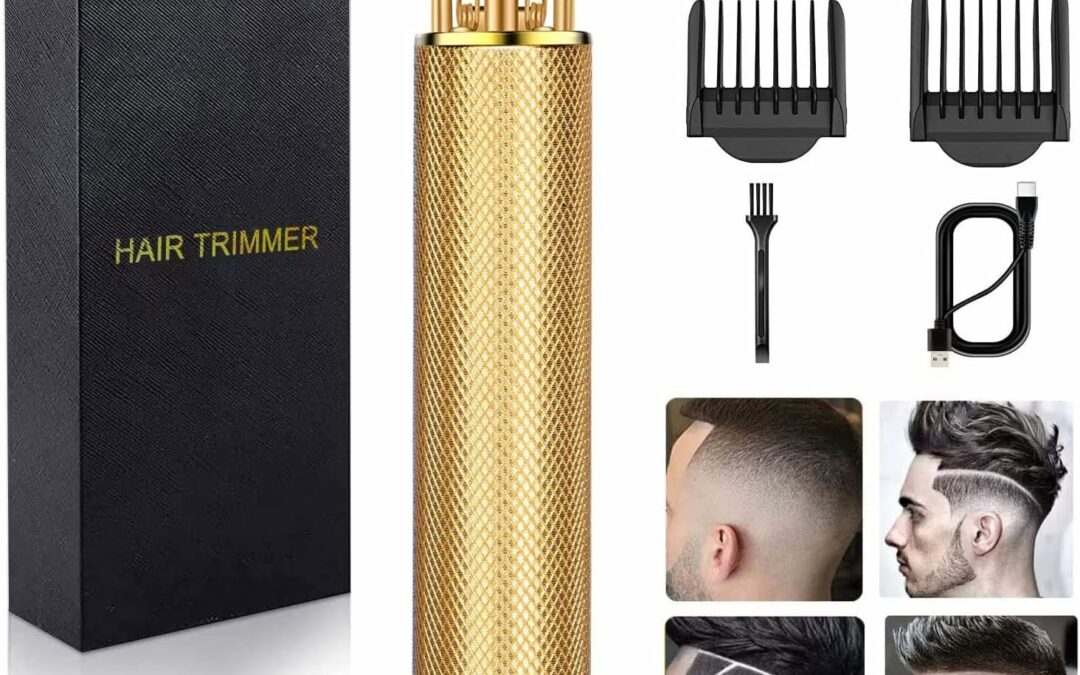 Hair Clippers for Mens Zero Gapped Cordless Hair Trimmer T-Blade Trimmer Professional Haircut & Grooming Kit Rechargeable Edgers Clippers Hair Trimmer Shaver Cutting Kit with LCD Display (Gold)
