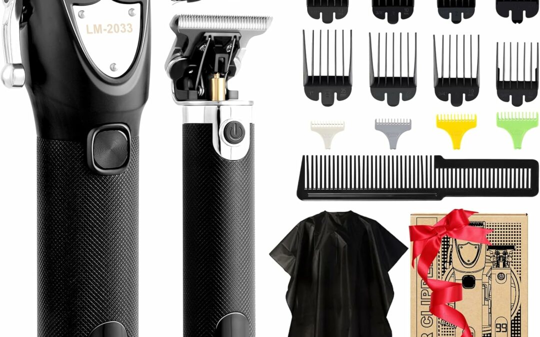 Hair Clippers for Men, Professional Cordless Barber Clippers and Beard Trimmer Set, Complete Hair Cutting Kit with 16Pcs Guide Combs, LED Display, T Blade Trimmer, Storage Bag for Hair Cutting